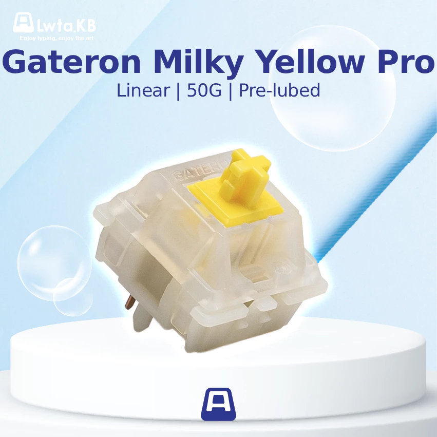 Gateron Milky Yellow Pro | Switch Milky Yellow Pro Linear | 50G|  5 PIN Switch dùng cho bàn phím cơ