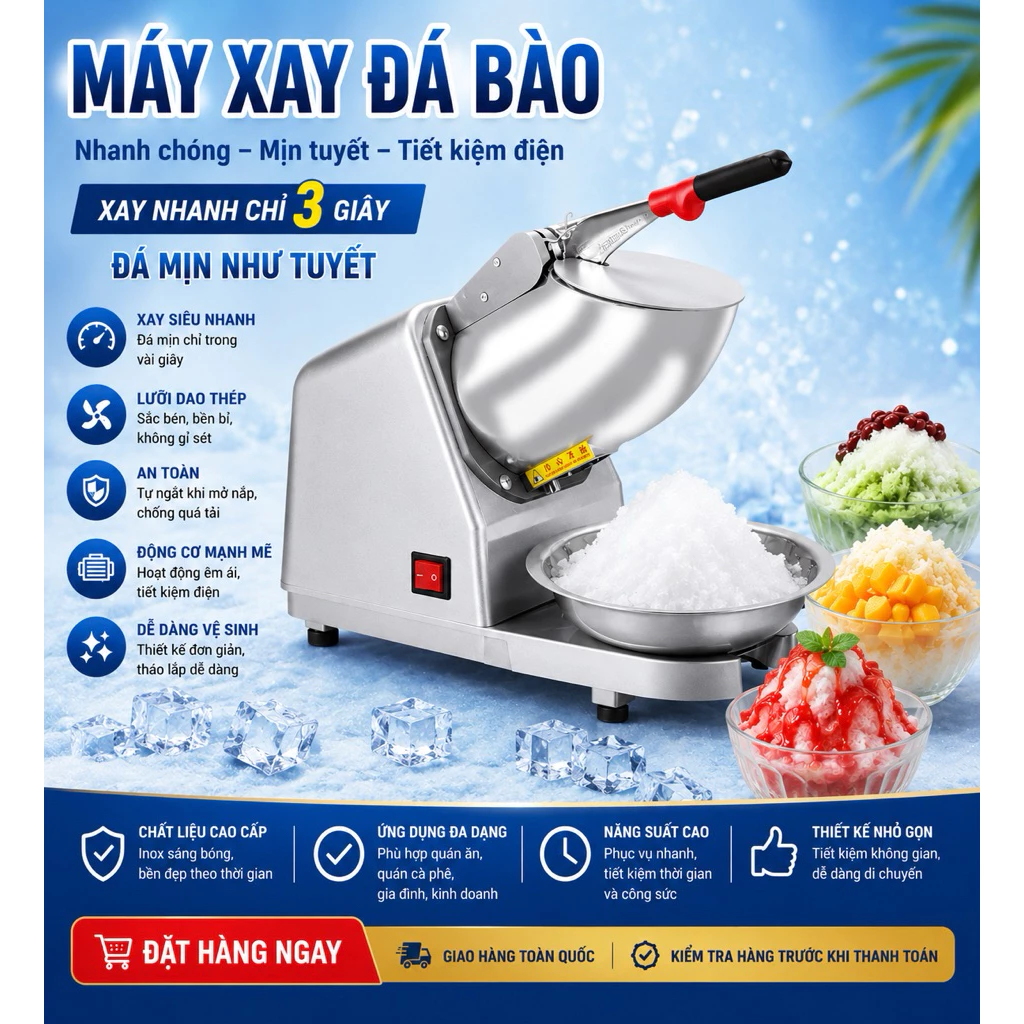 MÁY BÀO ĐÁ TUYẾT, xay mịn đá công suất 500w