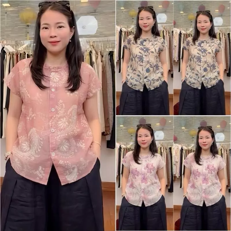 HT49. Áo Voan Tơ Hoa Tay Rơi Size 40-70kg Chất Liệu Mềm Nhẹ Mát Hạn Chế Nhăn