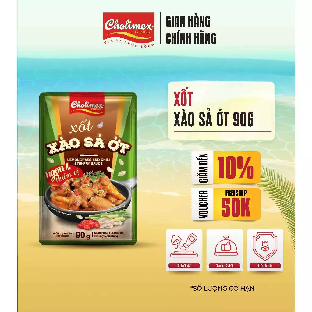 Xốt Xào Sả Ớt CHOLIMEX  - Gói 90g Tiện Lợi, Gia Vị Nêm Sẵn Thơm Ngon