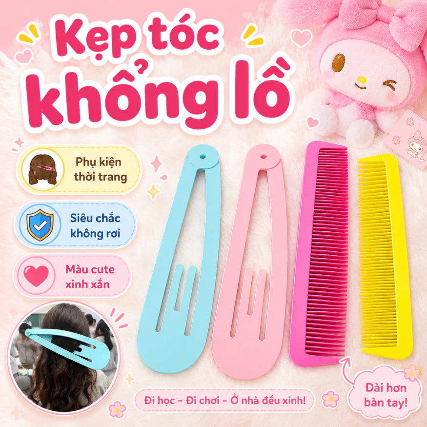 Kẹp Tóc Khổng Lồ Dài 28cm, Lược Siêu To Cực Đại Hài Hước, Phụ Kiện Gắn Túi Xách, Quà Tặng Troll
