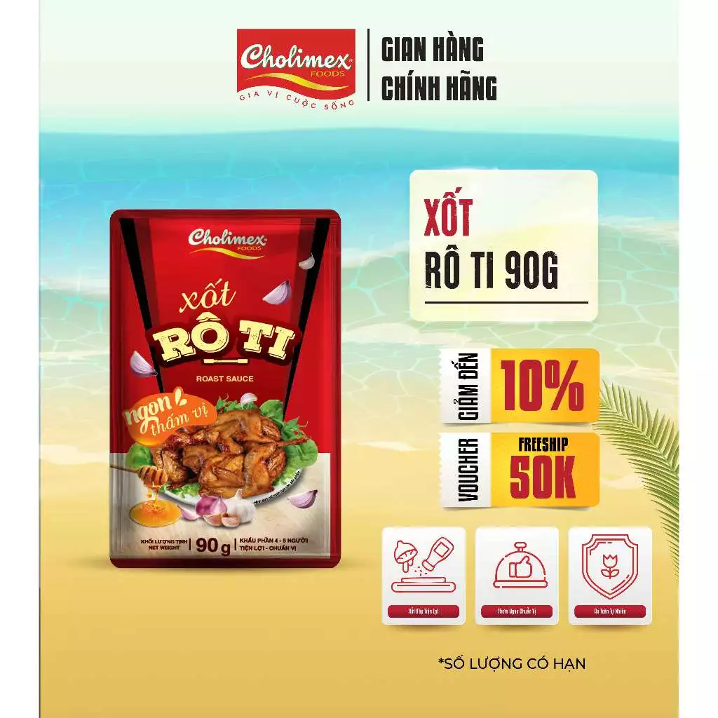 Xốt Rô Ti Cholimex - Gói 90g Tiện Lợi Cho Các Món Rô Ti