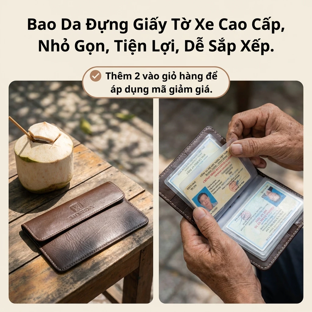 Ví Đựng Đăng Kiểm Xe Ô Tô Chất Liệu Bền Đẹp Nhiều Ngăn Sắp Xếp