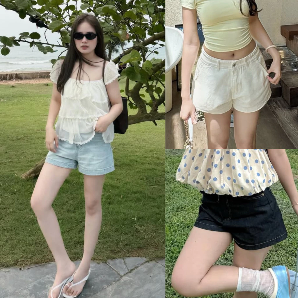 Quần Short Jean Nữ MIAA Form ngắn sooc bò deinm màu trắng đen chất Jean mềm cạp trễ bigsize