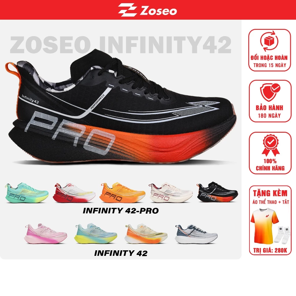 [CARBON] Giày Chạy Bộ Zoseo Infinity 42 có thanh Carbon Plate trợ lực,Sneaker running độ nẩy cao upper thoáng khí 36-45