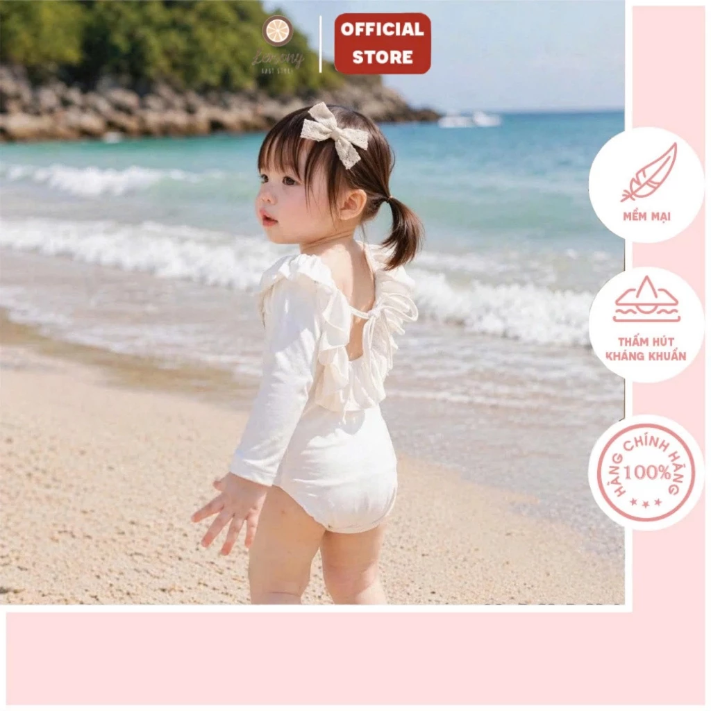 Bộ bơi liền thân cho bé Monona size 6-22kg, vải giữ nhiệt, cản gió, chống UV, an toàn cho bé đi bơi