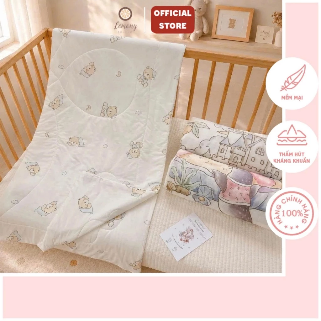 Chăn Điều Hoà Cao Cấp Cho Bé Monona Size 110x150cm – Chăn Mùa Hè Mát Mịn, Thoáng Khí, Họa Tiết Xinh Xắn