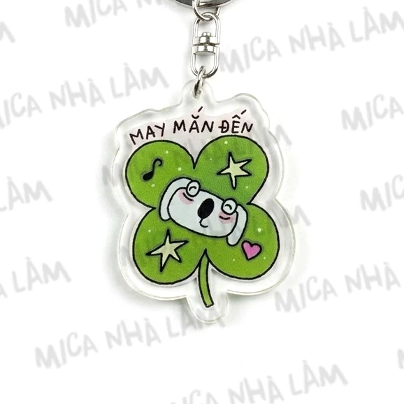 Móc khóa MAY MẮN ĐẾN Mica nhà làm