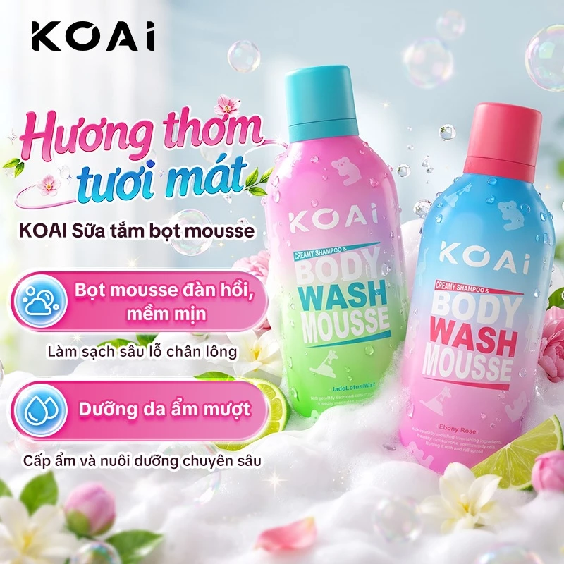 koai sữa tắm tạo bọt mịn dưỡng ẩm thơm lâu cấp ẩm chuyên sâu hương nước hoa 350 ml