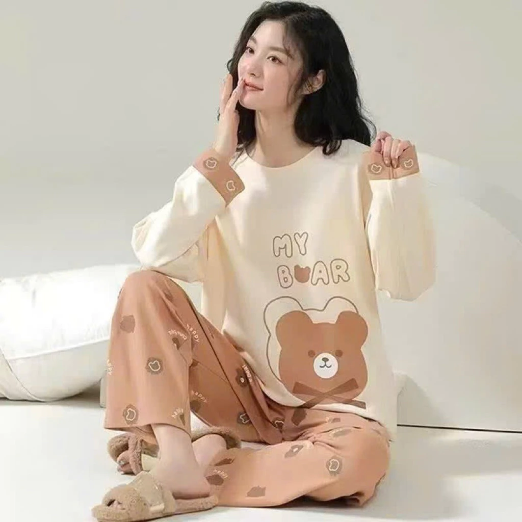 Đồ bộ tay dài, đồ bộ nữ thun Cotton mềm mịn mát thấm hút mồ hôi không bí nóng, bộ Bầu sau sinh Mã TD01