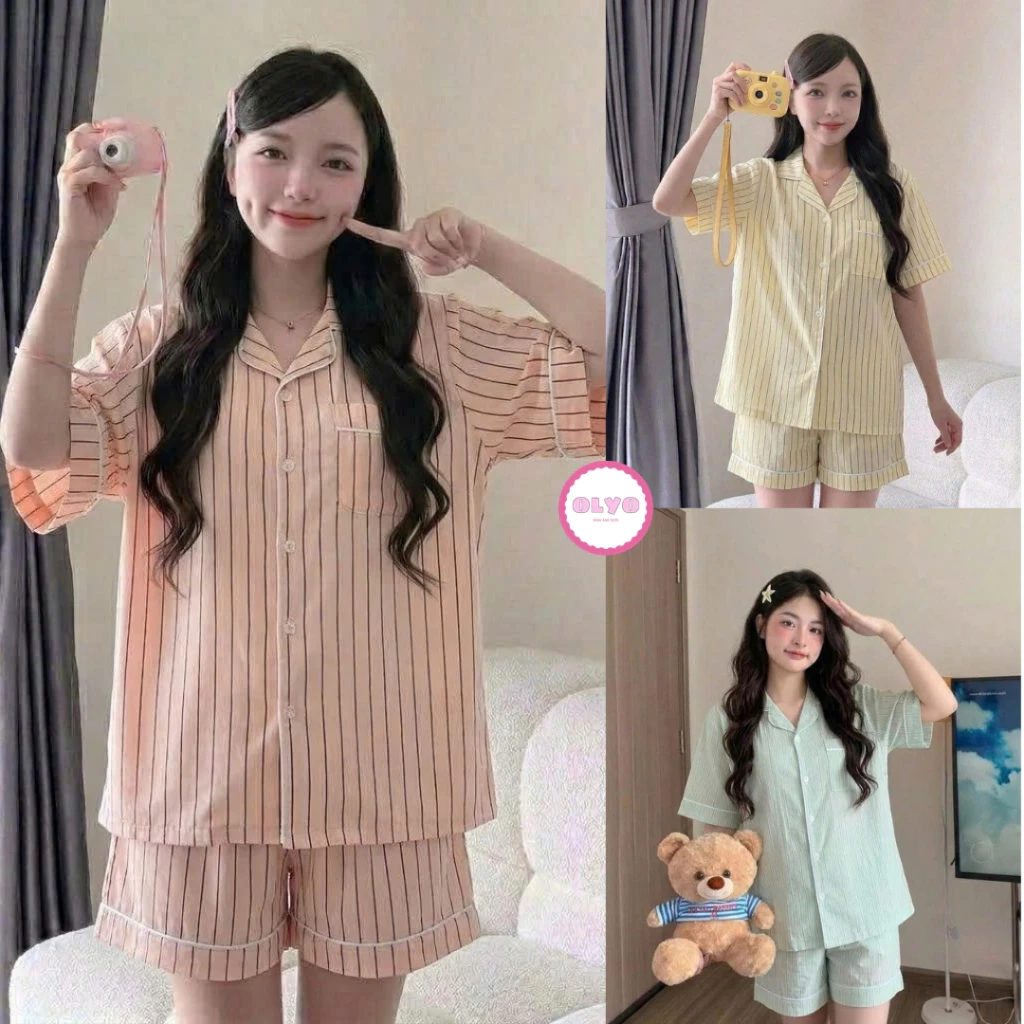Đồ bộ mặc nhà họa tiết kẻ sọc, Set đồ ngủ mùa hè thoáng mát dáng xinh siêu hot SỌC70