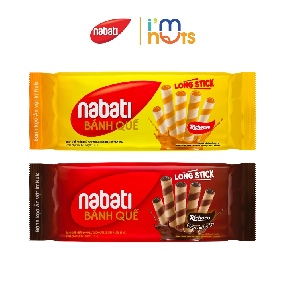 Bánh Quế Nabati Long Stick Đủ Vị Gói 105g