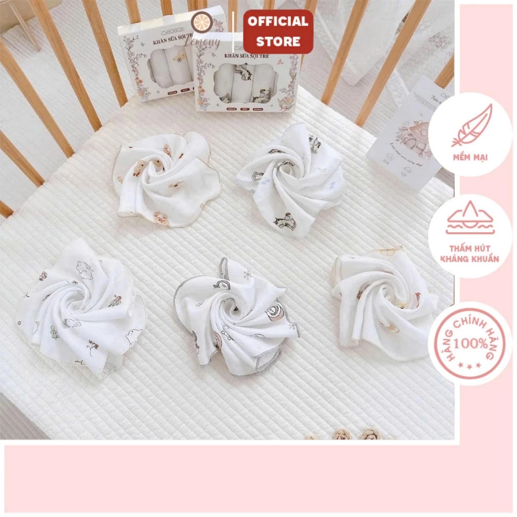 Khăn sữa cho bé Monona chất liệu sợi tre cao cấp size 30x30cm, mềm mại, an toàn cho bé