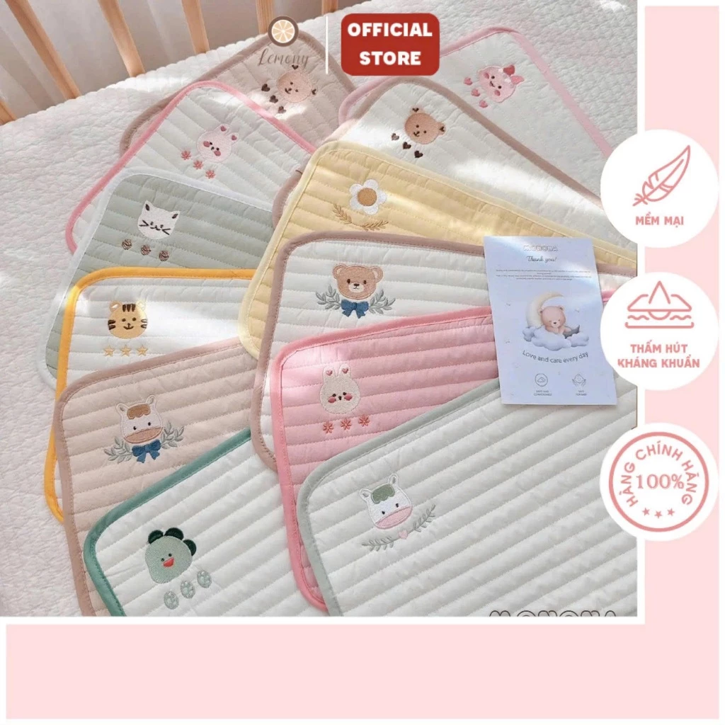 Gối đầu cho bé, lót đầu điều hòa mỏng 1 lớp Monona cho bé sơ sinh, thấm hút mồ hôi