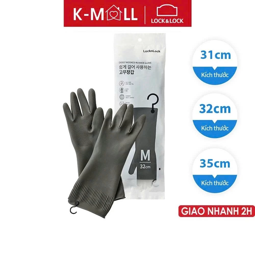 [SVIP] Găng tay rửa chén cao su tự nhiên LocknLock nhiều size nhiều màu - K-MALL