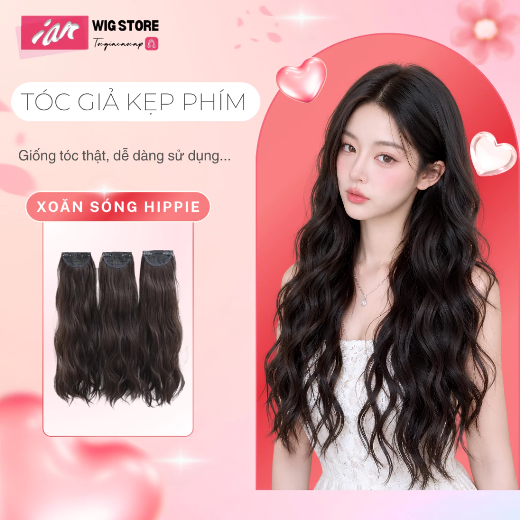 Tóc Giả Tóc Kẹp Phím IAN Sét 3 Dải Kẹp Xoăn Sóng Nước Phong Cách Hàn Quốc siêu HOT