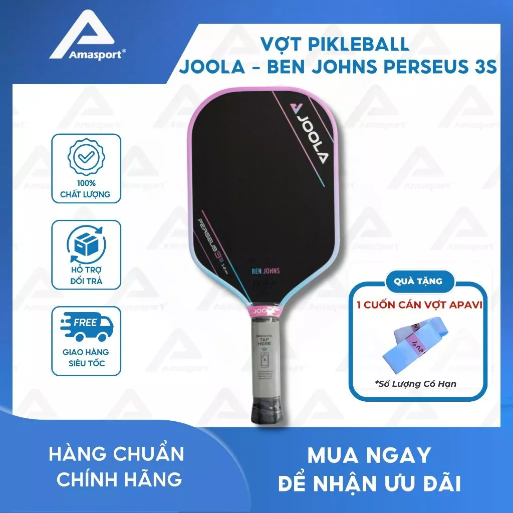 Vợt pickleball JOOLA - Ben Johns Perseus 3S -xanh Hồng cân bằng sức mạnh và kiểm soát
