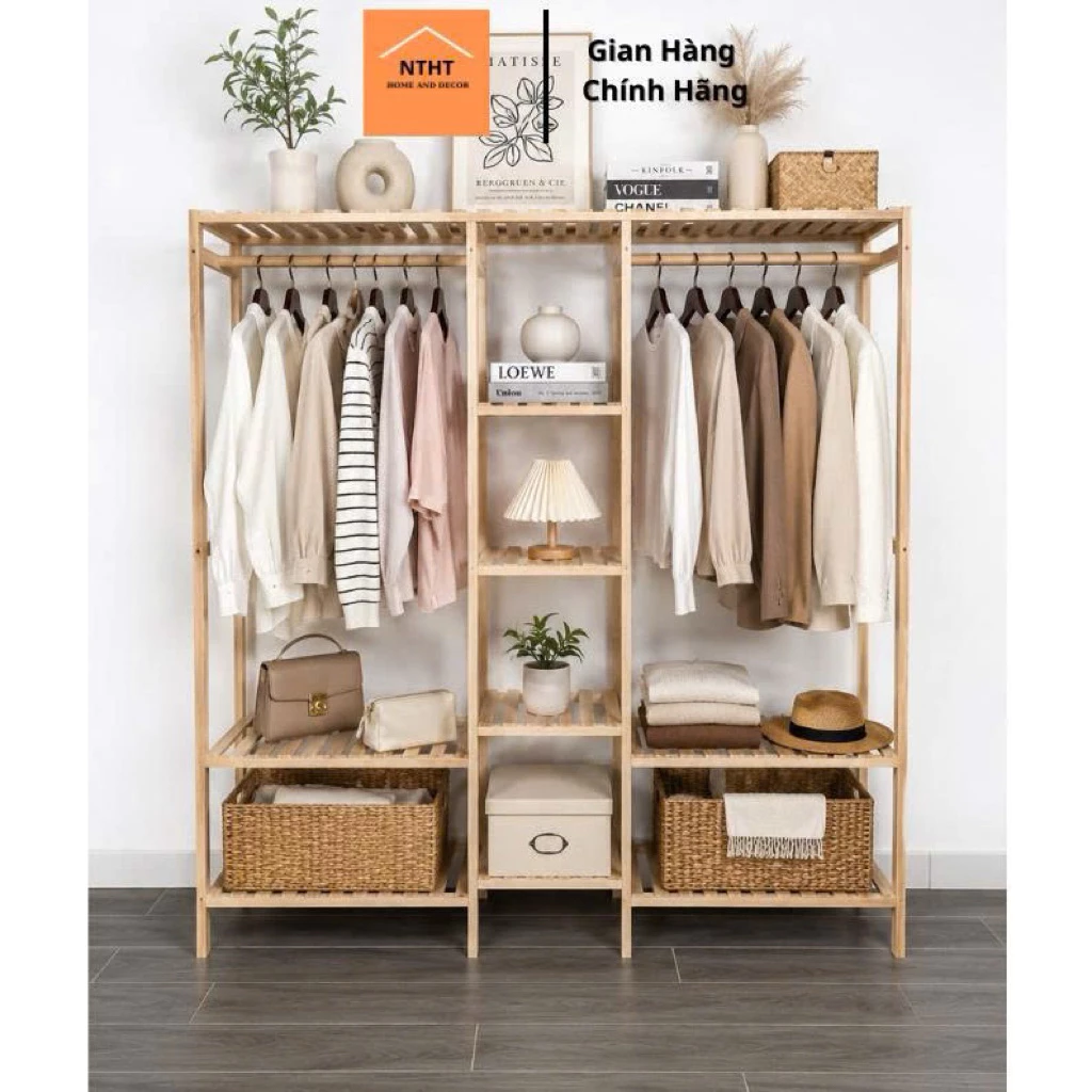 Tủ treo quần áo DECOR HT 3 ngăn gỗ thông tự nhiên