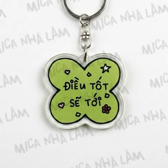 Móc khóa cỏ 4 lá may mắn - ĐIỀU TỐT SẼ TỚI - Micanhalam