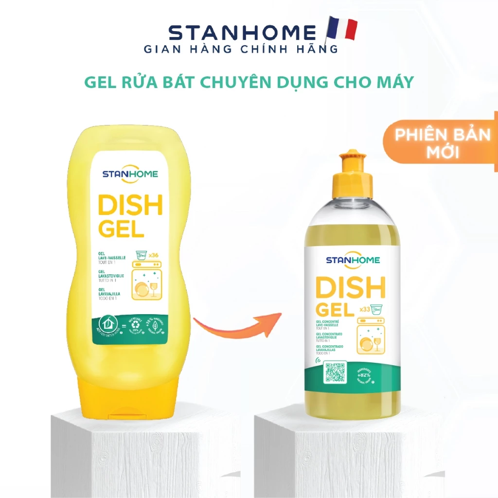 Nước rửa chén bát cho máy rửa chén Stanhome Dish Gel hương trái cây làm sạch dầu mỡ an toàn 720ML