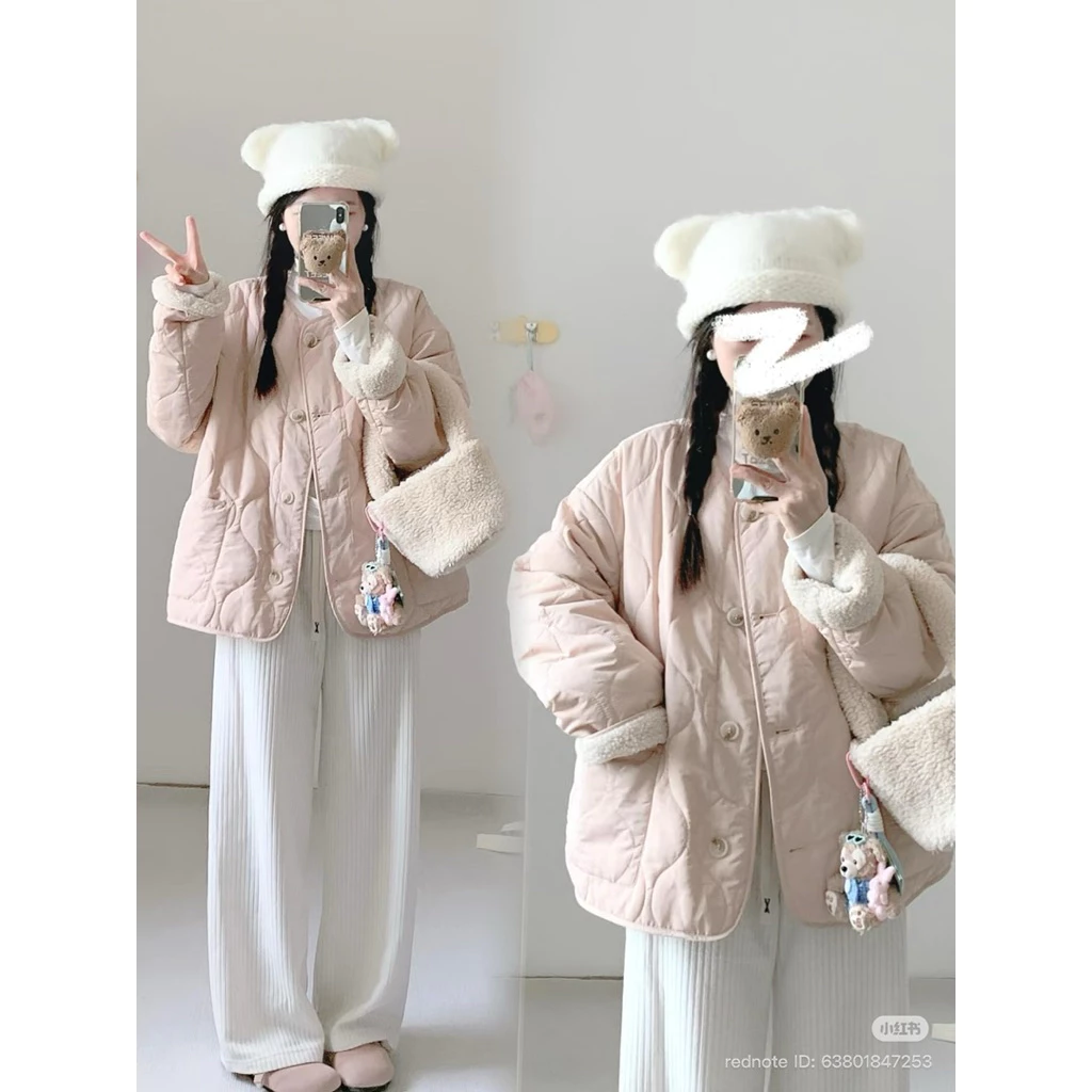𝓓𝓪𝓲𝓵𝓲𝓵𝔂 𝓼𝓱𝓸𝓹 Áo khoác QCCC thời trang hồng/kaki/đen lớp lót giữ nhiệt cho nữ