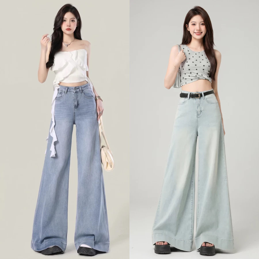 Quần Jean Loe Ống Rộng NAGUU Cạp Cao Ống 34-37cm Dáng Suông, Quần Bò Loe Che Khuyết Điểm Tốt Cho Nấm