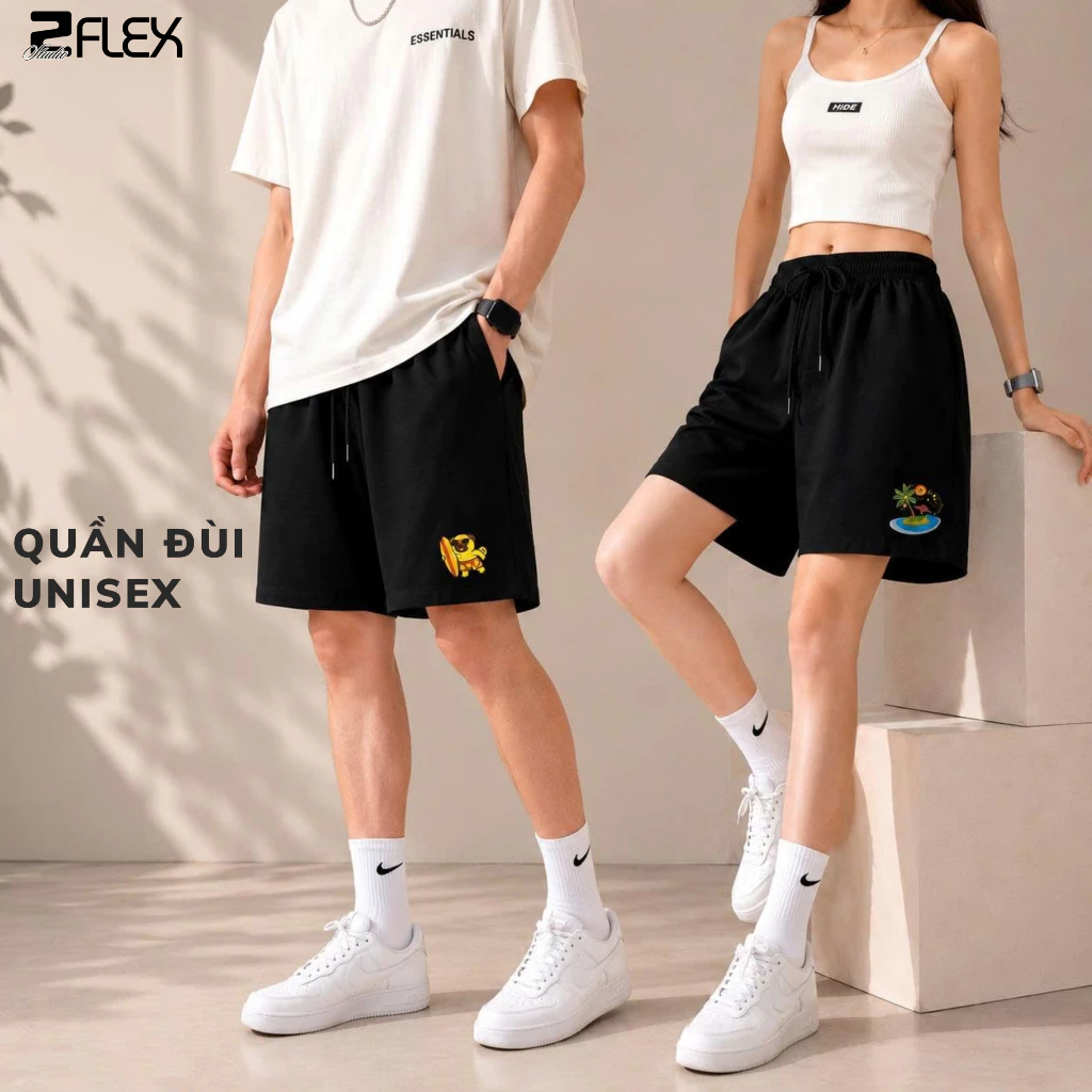 Quần Đùi ZFLEX Unisex Form Rộng Chất Dù Siêu Dễ Mặc, Mặc Nhà Đi Chơi Đều Xinh Cho Nam Nữ QZG13