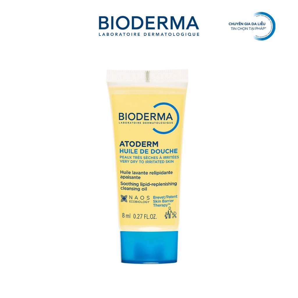 [HB Gift] Dầu tắm giúp làm sạch, làm dịu và dưỡng ẩm dành cho da khô, da nhạy cảm Bioderma Atoderm Huile De Douche 8ml
