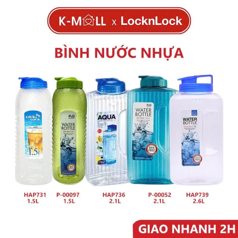 [SVIP] Bình đựng nước LocknLock Water Bottle BPA Free HAP739 2.6L HAP730 HAP736 P-00052 nhiều size - K-MALL