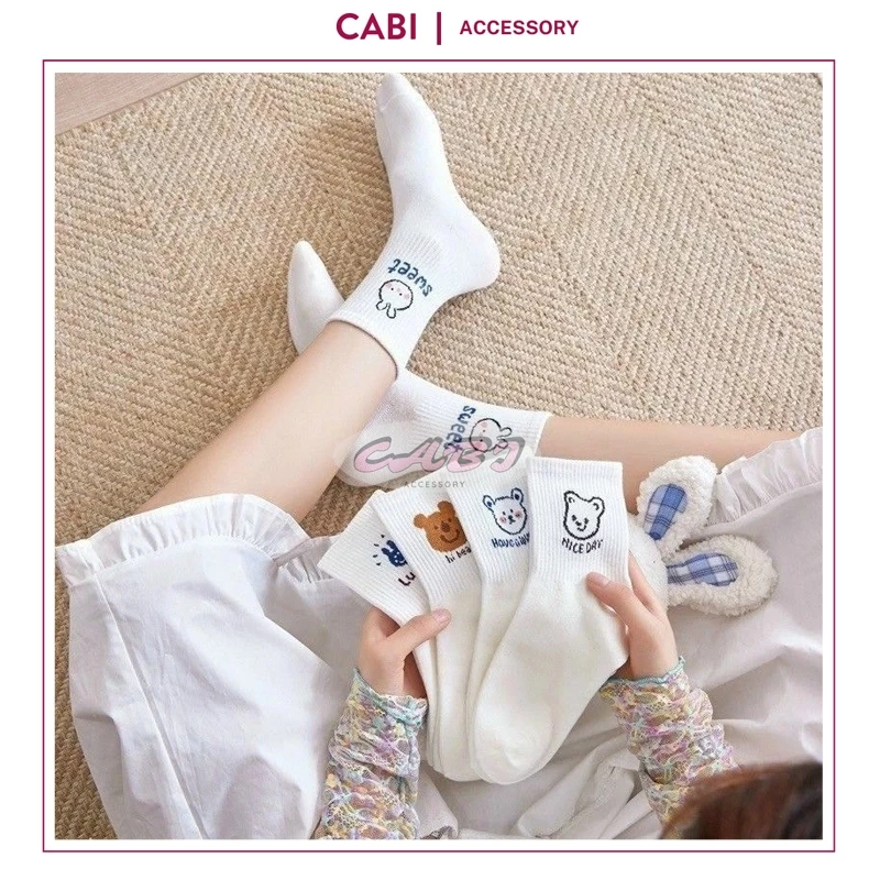 CB144 Set 10 Đôi Tất Gấu hot trend thông thoáng khí thấm hút mồ hôi cho phái đẹp