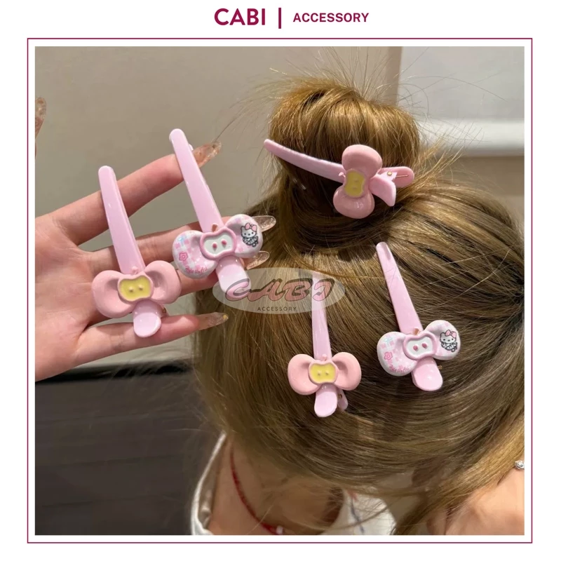 CB207 Set 2 Kẹp Tóc Mái Hình Mỏ Vịt Đính Nơ Dễ Thương