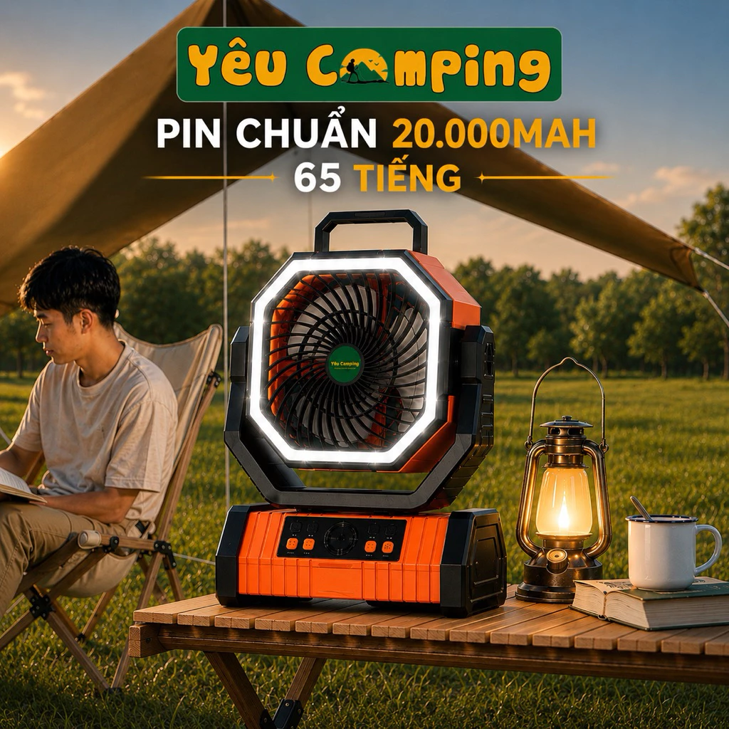 [Hàng chuẩn] Quạt Tích Điện Đa Năng Tiện Dụng Thời Gian Sử Dụng Đến 65 Tiếng Liên Tục pin 20.000mah