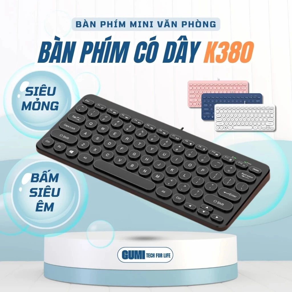 Bàn Phím Có Dây K380 - Phím Bấm Im Lặng Bo Tròn, Sự Kết Hợp Giữa Tính Năng và Thẩm Mỹ