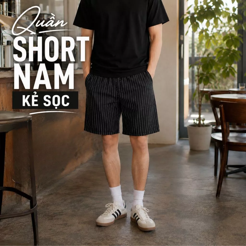Quần short nam kẻ sọc ZGO chất liệu vải không nhăn mềm mát form rộng thoáng mát, mặc trên gối QZG11