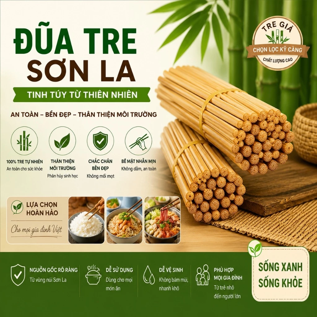 [ COMBO 50 ĐÔI ] Đũa Tre Tự Nhiên Dài 25 Cm Dùng Không Mốc Mọt Không Cong Vênh - PTLUXURY