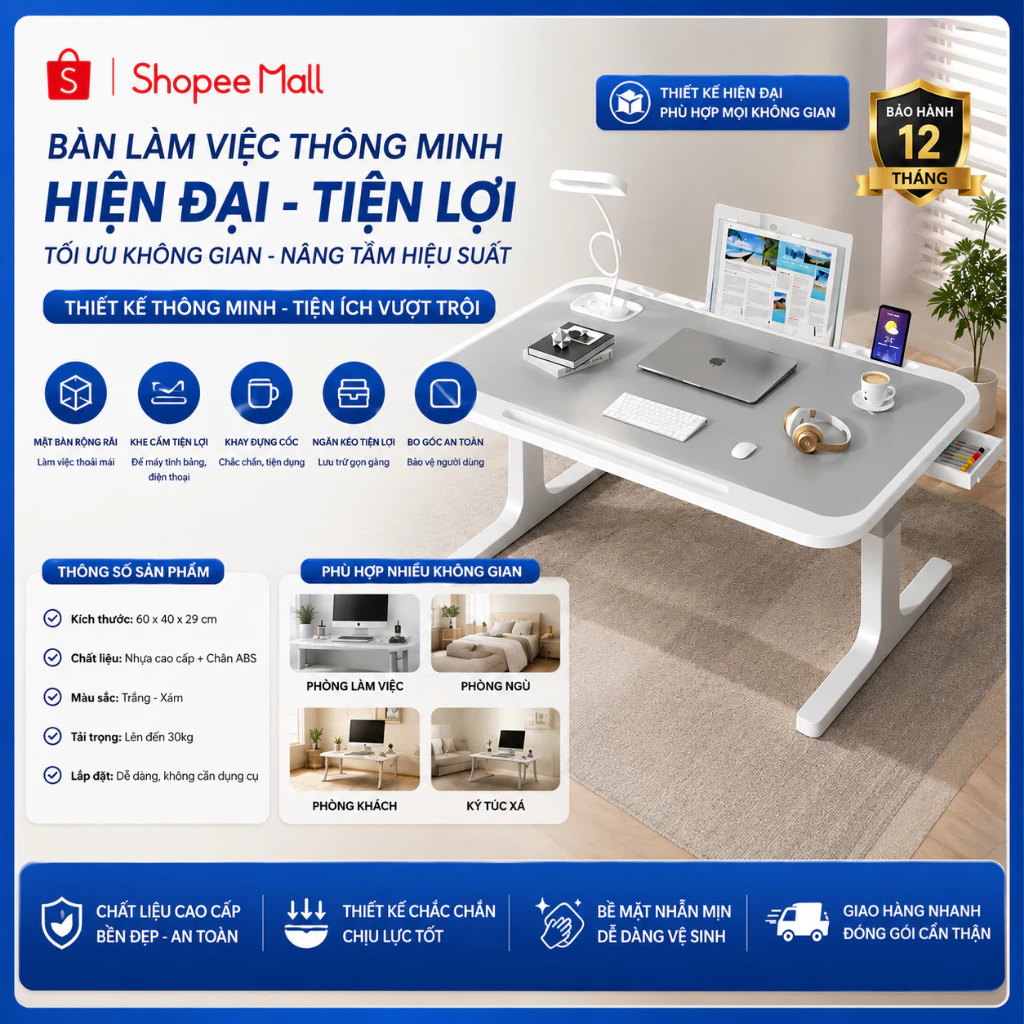 Bàn Học Gấp Gọn Mini PTLUXURY Ngồi Bệt Đa Năng Tiện Lợi [ HÀNG TỐT ]