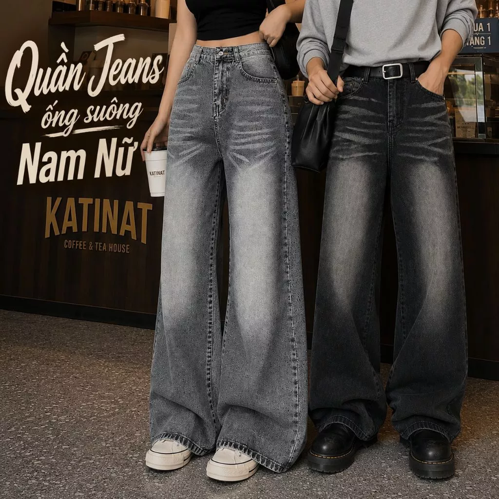Quần Jean ống suông ZGO unisex form Nam Nữ QZG15