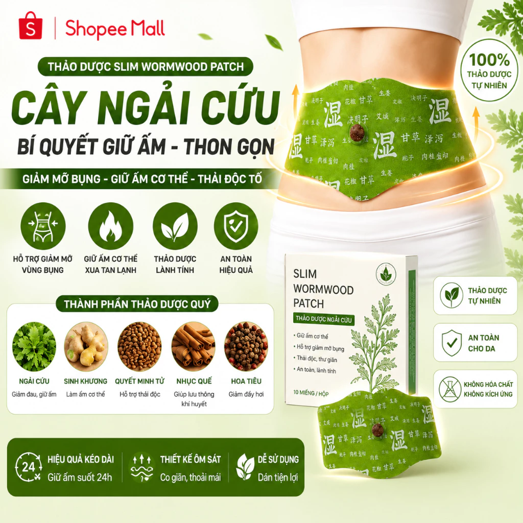 [ COMBO 5 MIẾNG ] Miếng dán giảm béo thảo dược , giảm béo , giảm đau bụng kinh - PTLUXURY