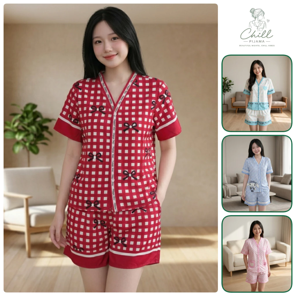 [Chill Pijama] Đồ Bộ Nữ Mặc Ở Nhà Cổ Chữ Y Lụa Cát Tay Ngắn Quần Đùi Họa Tiết Đẹp Mềm Mịn