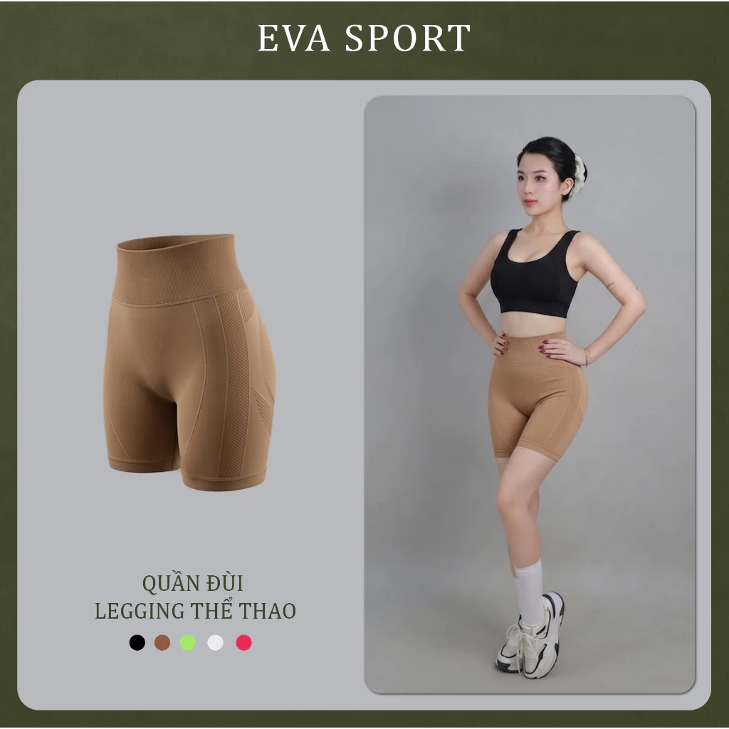 Quần Đùi Legging Nữ Tập Gym Yoga Earobic Cạp Cao Quần Ngố BIKER EVASPORT