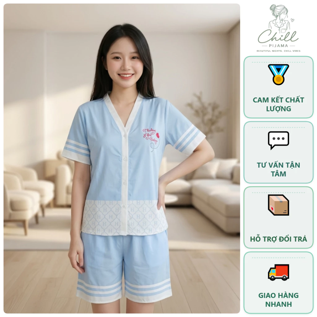 [Chill Pijama] Bộ Đồ Pijama Mặc Ở Nhà Nữ Chất Lụa Cát Siêu Mềm Mịn Thoáng Mát In 5D Bền Đẹp