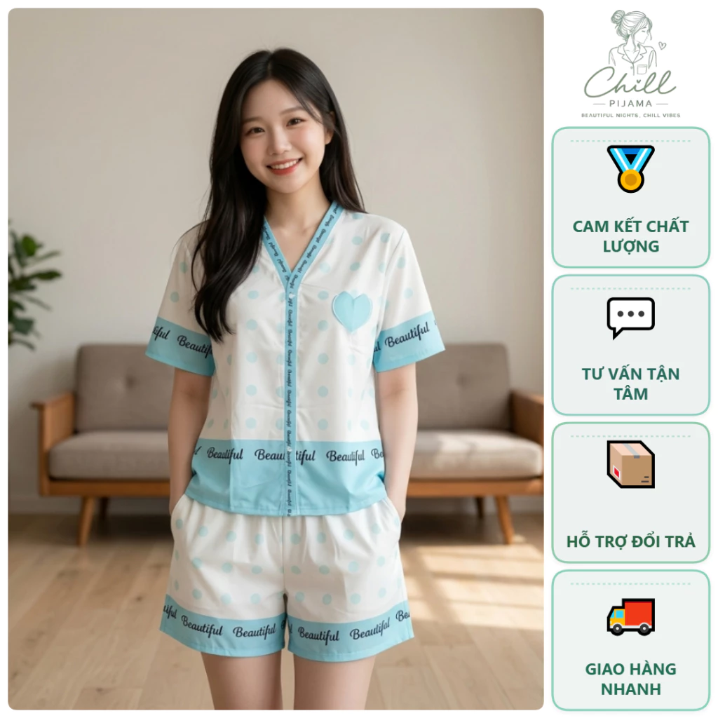 [Chill Pijama] Bộ Pijama Lụa Cát Cao Cấp Hàng Loại 1 Siêu Mềm Mát Không Nhăn Áo Quần Cộc