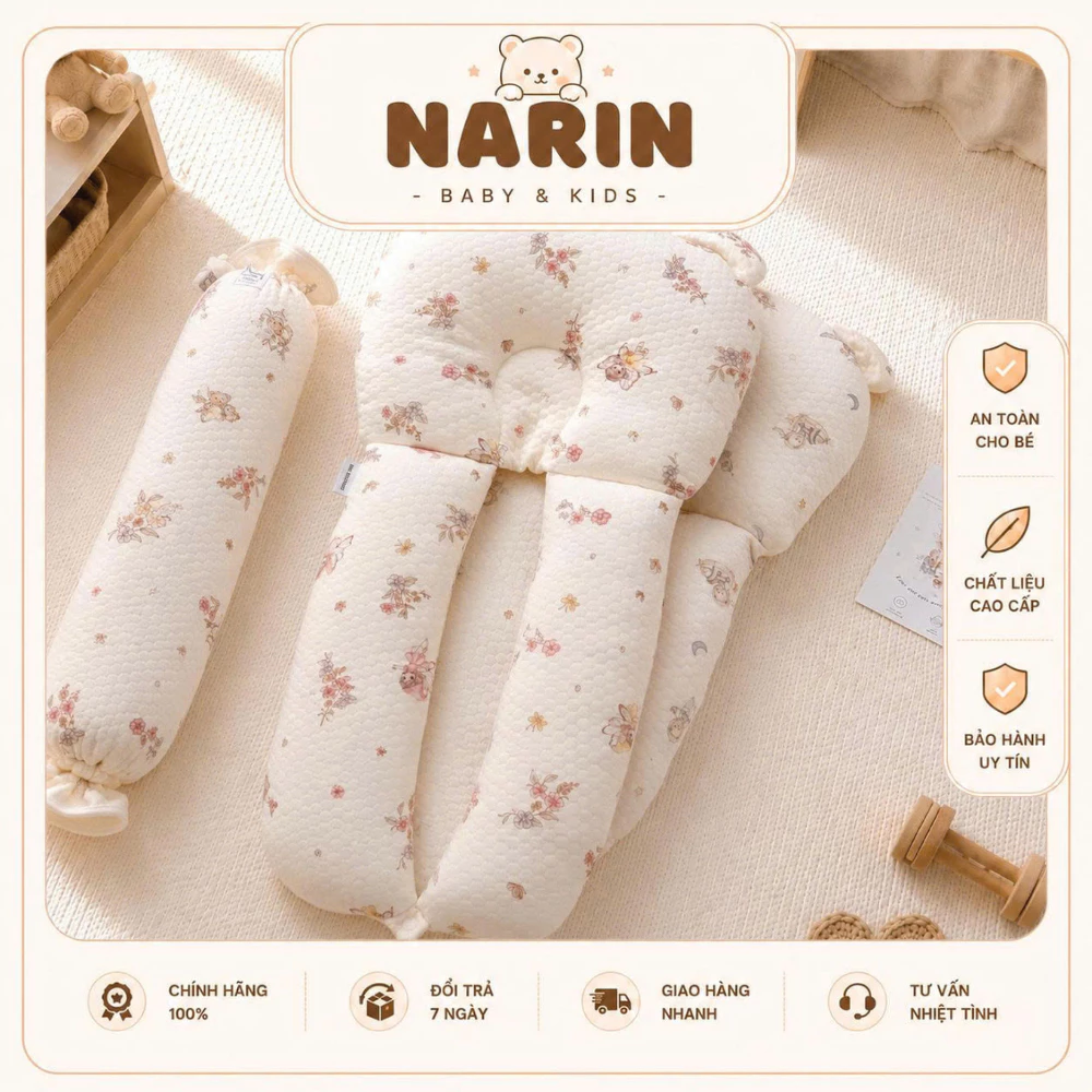 Gối chặn chữ U cao cấp, gối định hình chống bẹp đầu giúp bé ngủ ngon, sâu giấc, an toàn.
