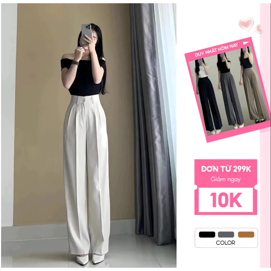 Quần Tây Nữ Lưng Cao Ống Suông, Quần Âu Chất Gold Mềm Mịn Tôn Dáng Sang Trọng Dài 97cm và 102cm QA233