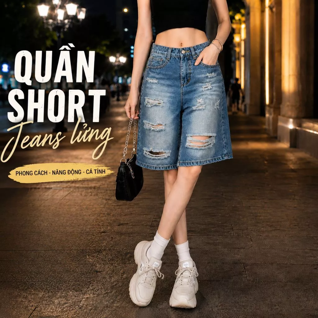 Quần jeans lửng ZGO quần short jean lửng ống rộng wash rách form unisex chất jeans dày dặn QZG08