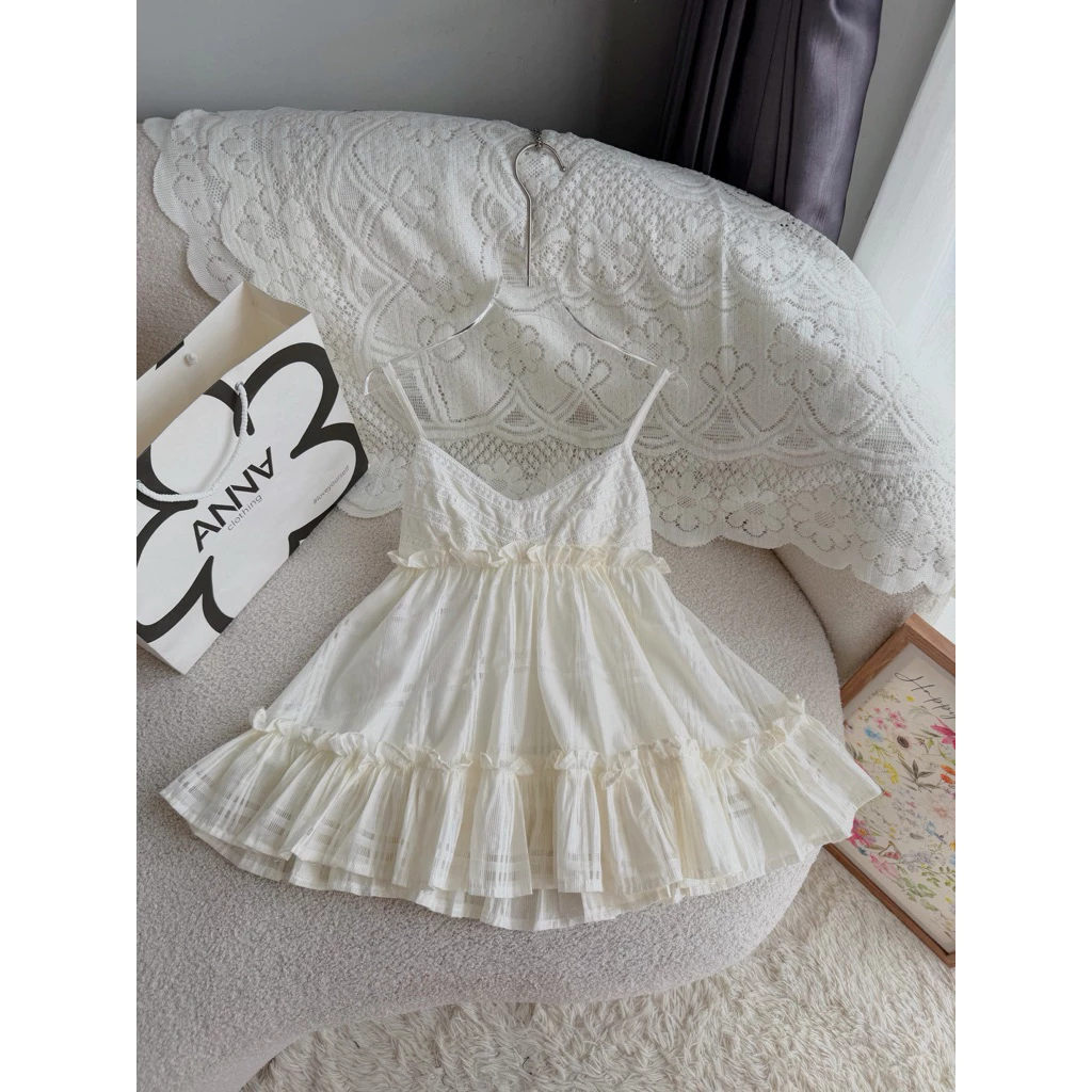 Áo Kiểu Nữ Hai Dây Trắng Kem ANNA - Bery Top