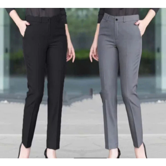 Quần vải nữ công sở dáng baggy ống đứng vừa kiểu mới cạp cao Quần tây nữ lưng cao đi học chất tuyết mưa màu đen mềm