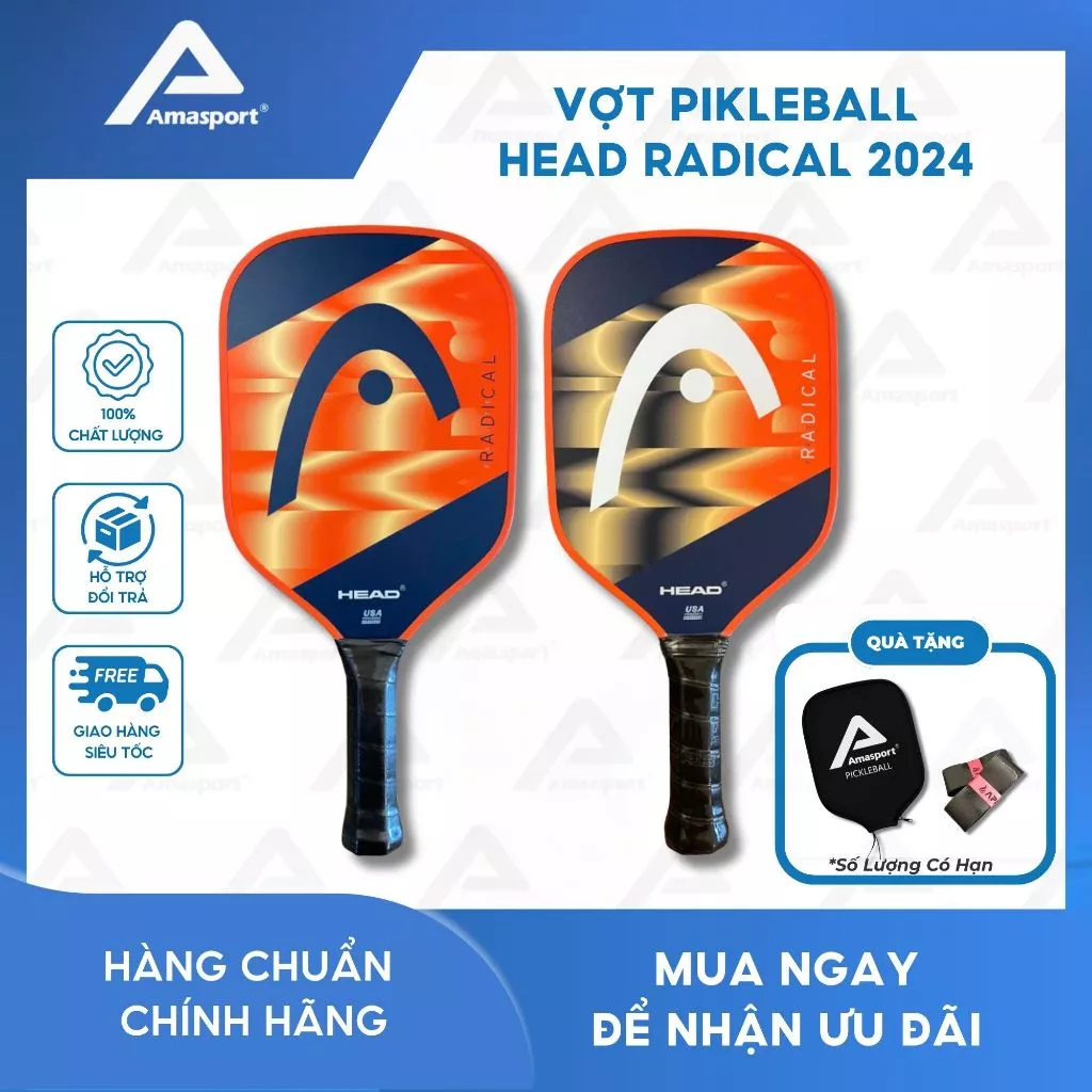 Vợt Pickleball HEAD Radical 2024 thiết kế tạo lực cơ động với điểm ngọt rộng lõi OTC dày hơn giúp chơi hay hơn