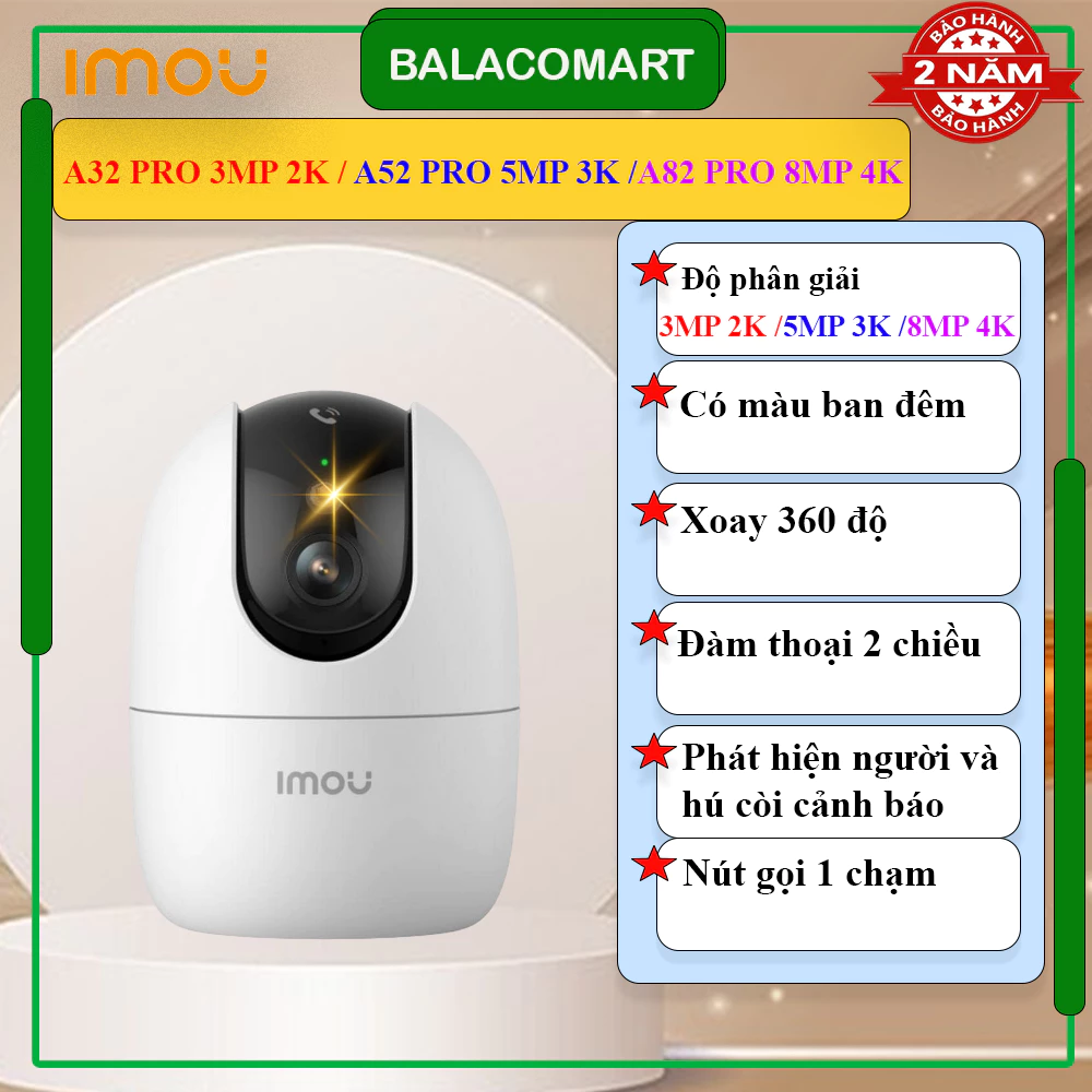 Camera imou trong nhà A32 PRO 3MP 2K/A52 PRO 5MP 3K/ A82 PRO 8MP 4K đàm thoại 2 chiều có màu ban đêm