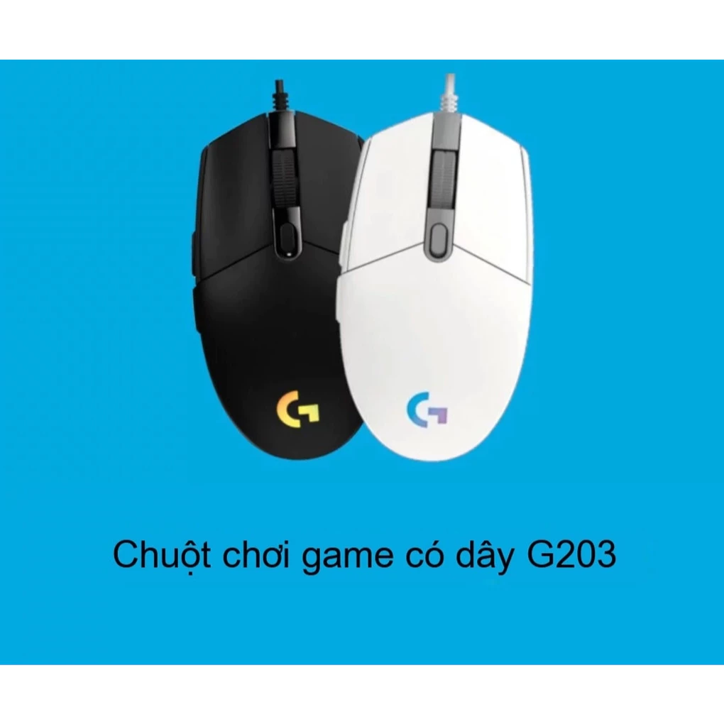 Chuột chơi game cơ học có dây Logitech G203 RGB, nhẹ, bảo hành một năm